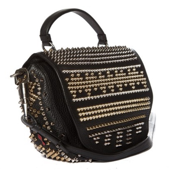 Louboutin: Panettone Spiked Chevron Messenger Bag (Black Multi) - Picture 16 of 17